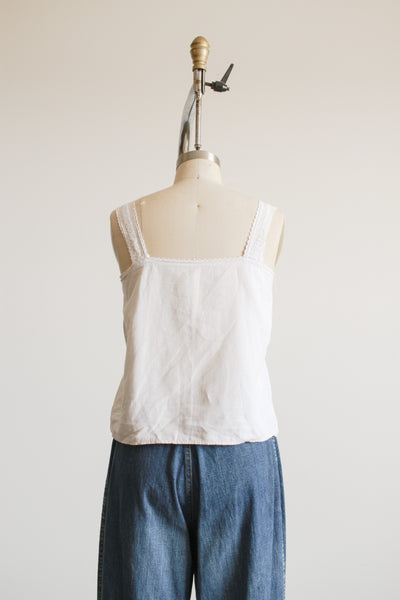 1910s Cream Cotton Scallop Trim Top