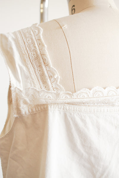 1910s Cream Cotton Square Neck Nightgown