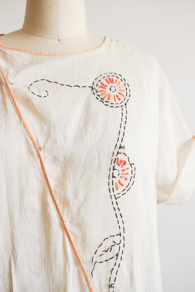 1920s Pale Yellow Floral Cotton Dress