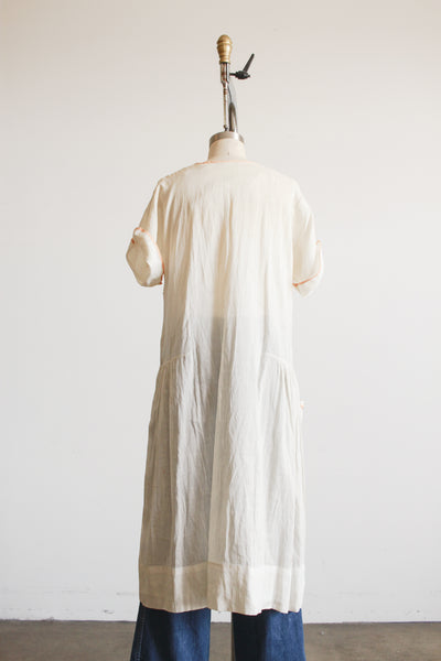 1920s Pale Yellow Floral Cotton Dress
