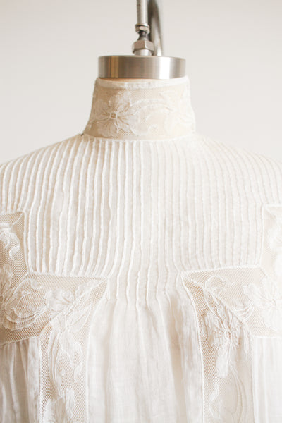 Edwardian White Cotton Voile Pleated Blouse