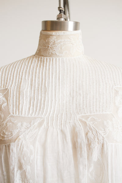 Edwardian White Cotton Voile Pleated Blouse