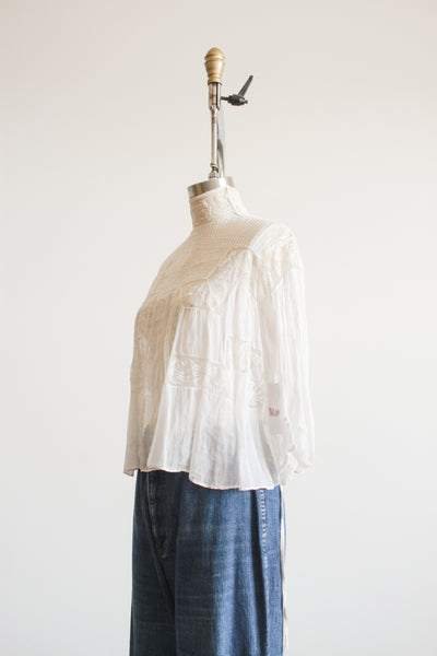 Edwardian White Cotton Voile Pleated Blouse