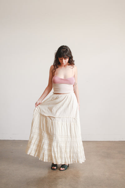 Antique Edwardian Beige Tiered Petticoat