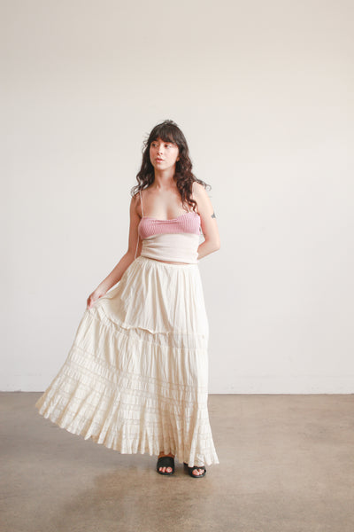 Antique Edwardian Beige Tiered Petticoat
