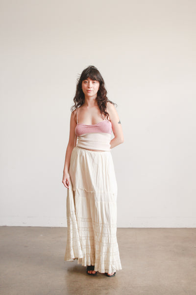 Antique Edwardian Beige Tiered Petticoat