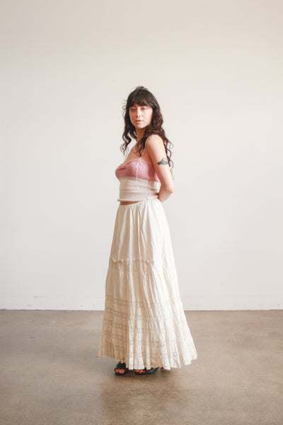 Antique Edwardian Beige Tiered Petticoat
