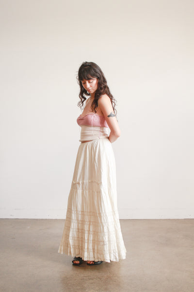 Antique Edwardian Beige Tiered Petticoat
