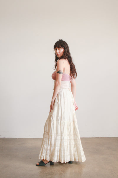 Antique Edwardian Beige Tiered Petticoat