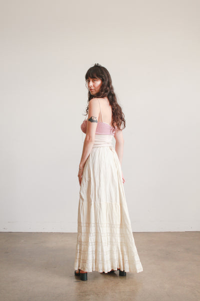 Antique Edwardian Beige Tiered Petticoat