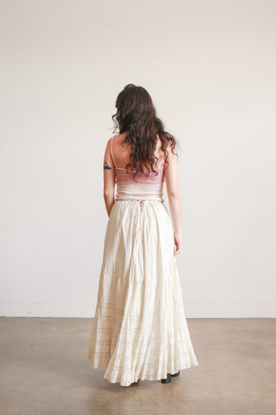 Antique Edwardian Beige Tiered Petticoat