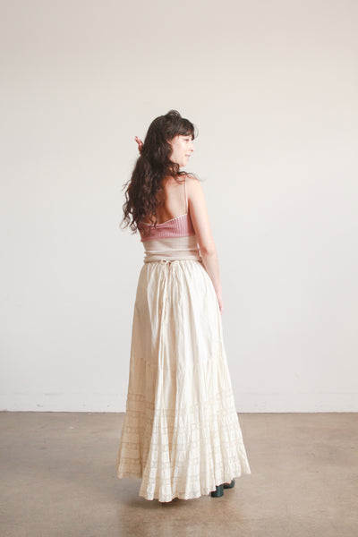 Antique Edwardian Beige Tiered Petticoat