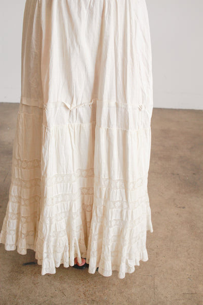 Antique Edwardian Beige Tiered Petticoat