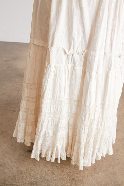 Antique Edwardian Beige Tiered Petticoat