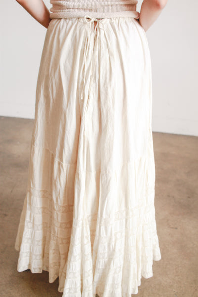 Antique Edwardian Beige Tiered Petticoat