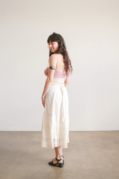 Antique Edwardian Eyelet Embroidered Midi Skirt
