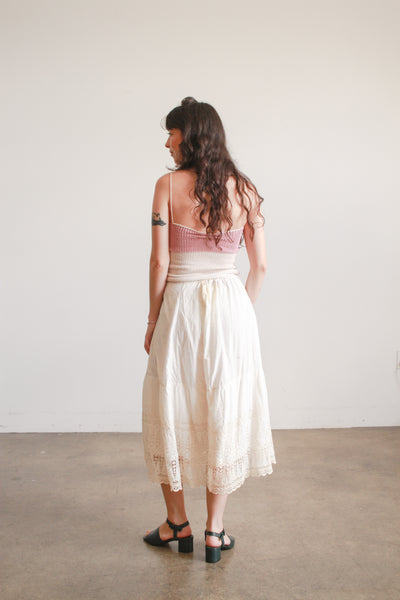 Antique Edwardian Eyelet Embroidered Midi Skirt