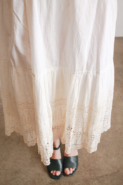 Antique Edwardian Eyelet Embroidered Midi Skirt