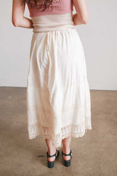 Antique Edwardian Eyelet Embroidered Midi Skirt