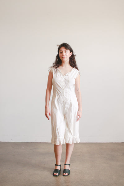 Antique Cream Cotton Bloomer Romper