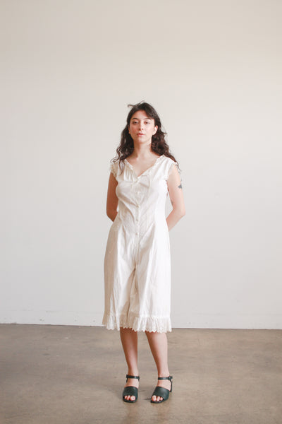 Antique Cream Cotton Bloomer Romper
