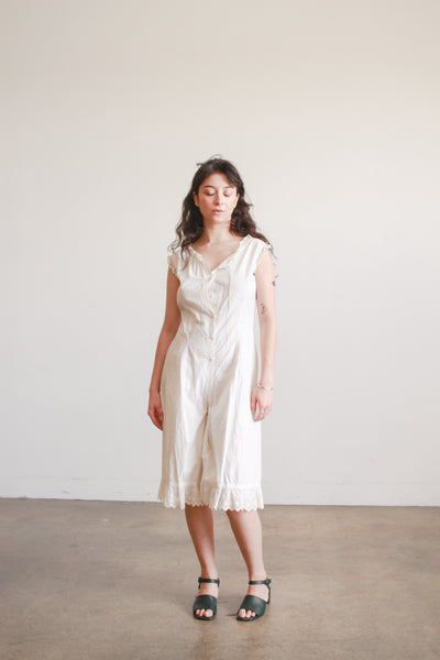 Antique Cream Cotton Bloomer Romper