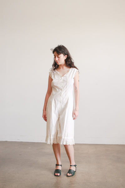 Antique Cream Cotton Bloomer Romper