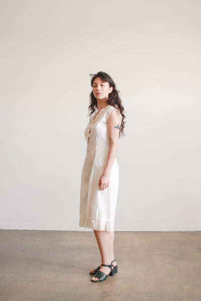 Antique Cream Cotton Bloomer Romper