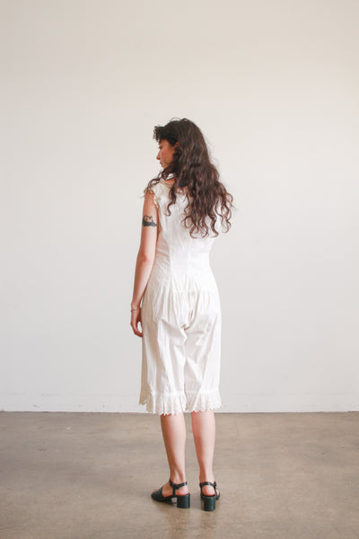 Antique Cream Cotton Bloomer Romper