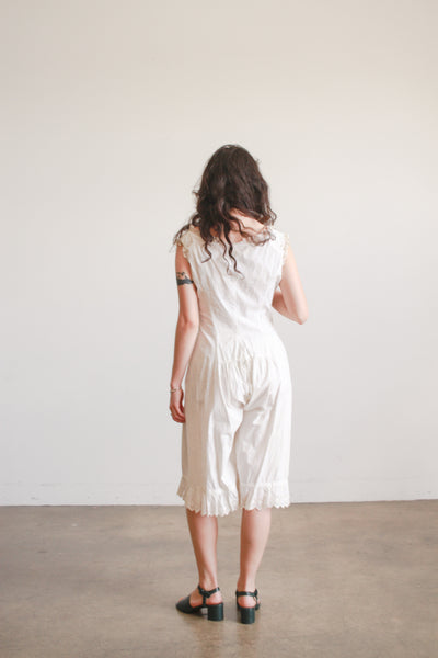 Antique Cream Cotton Bloomer Romper