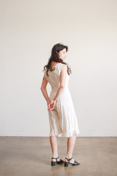Antique Cream Cotton Bloomer Romper