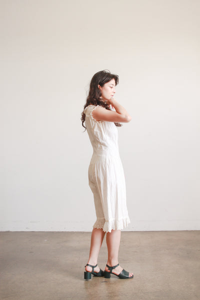 Antique Cream Cotton Bloomer Romper