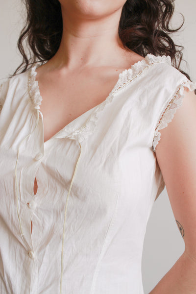 Antique Cream Cotton Bloomer Romper