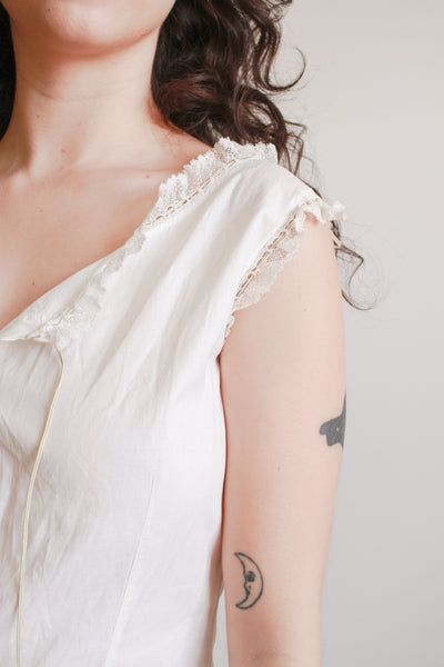 Antique Cream Cotton Bloomer Romper