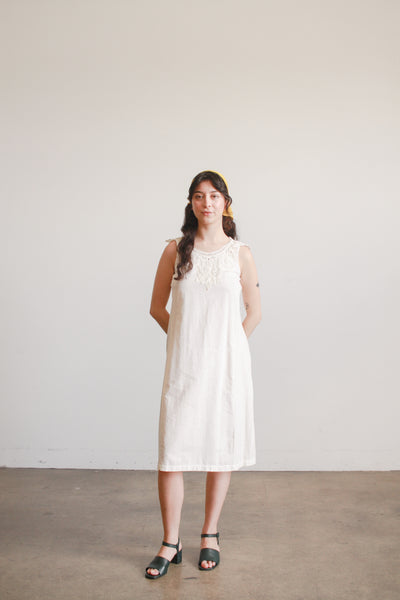 1950s Cream Tape Lace Sleeveless Dress