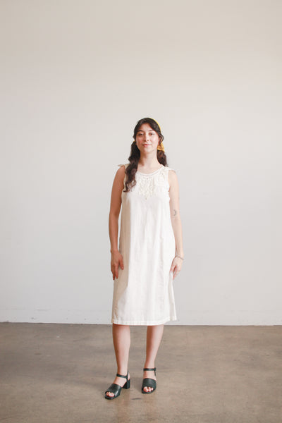 1950s Cream Tape Lace Sleeveless Dress