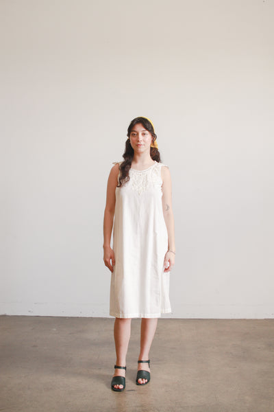 1950s Cream Tape Lace Sleeveless Dress