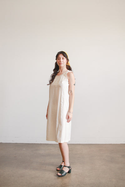 1950s Cream Tape Lace Sleeveless Dress