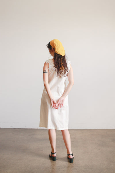 1950s Cream Tape Lace Sleeveless Dress