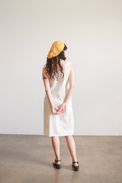 1950s Cream Tape Lace Sleeveless Dress