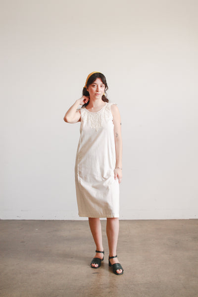 1950s Cream Tape Lace Sleeveless Dress