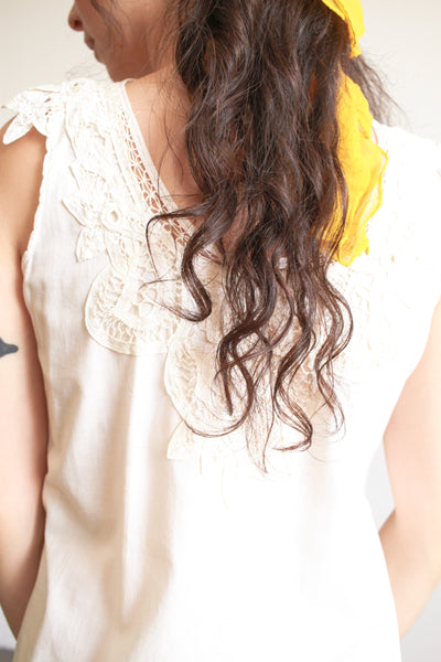 1950s Cream Tape Lace Sleeveless Dress