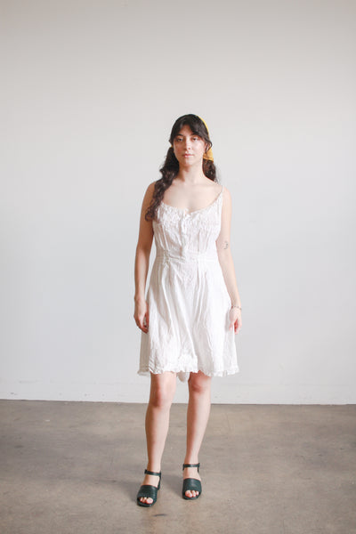 1910s Edwardian White Cotton Voile Romper