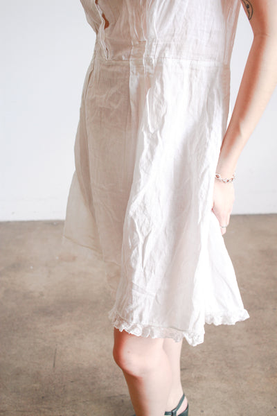 1910s Edwardian White Cotton Voile Romper