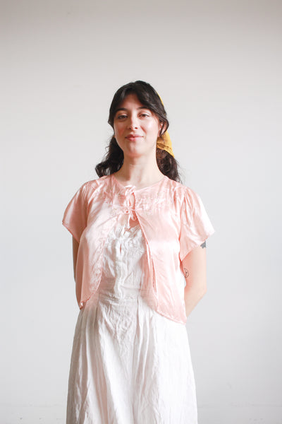 1940s Rose Rayon Bed Jacket
