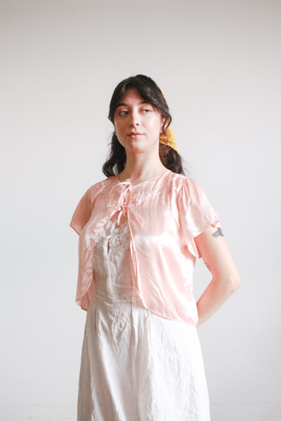 1940s Rose Rayon Bed Jacket
