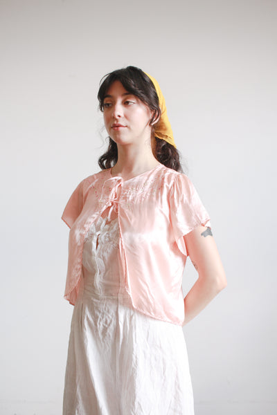 1940s Rose Rayon Bed Jacket