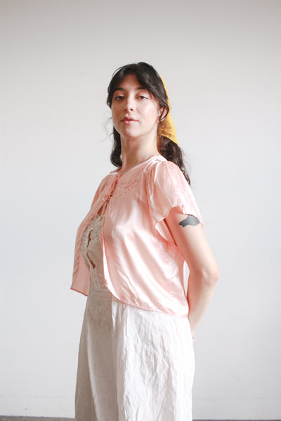 1940s Rose Rayon Bed Jacket