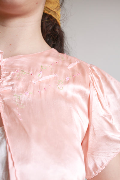 1940s Rose Rayon Bed Jacket