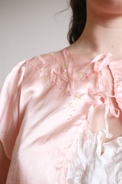 1940s Rose Rayon Bed Jacket